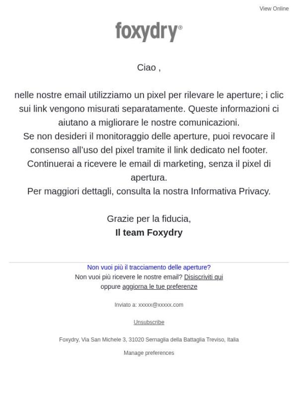 Aggiornamento privacy e tracciamento delle email