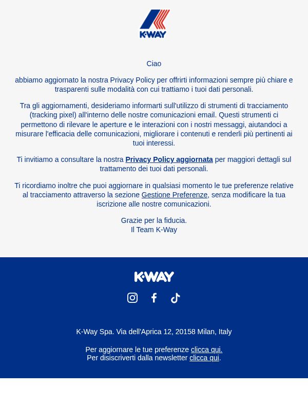 Abbiamo aggiornato la nostra Privacy Policy