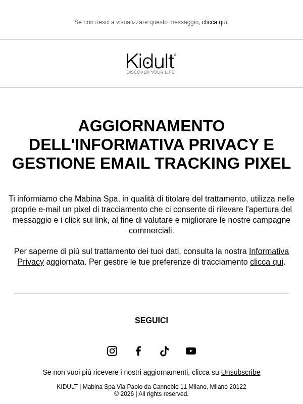 Aggiornamento delle tue impostazioni privacy