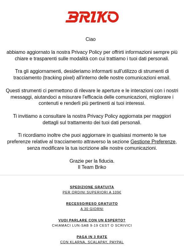 Abbiamo aggiornato la nostra Privacy Policy