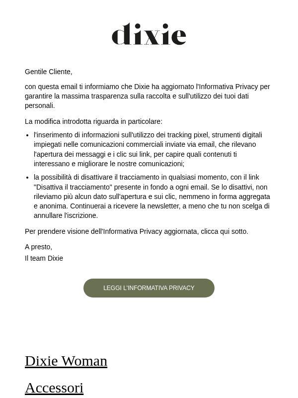 Aggiornamento Informativa Privacy