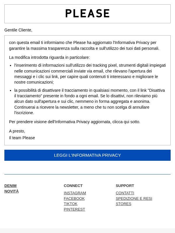 Aggiornamento Informativa Privacy