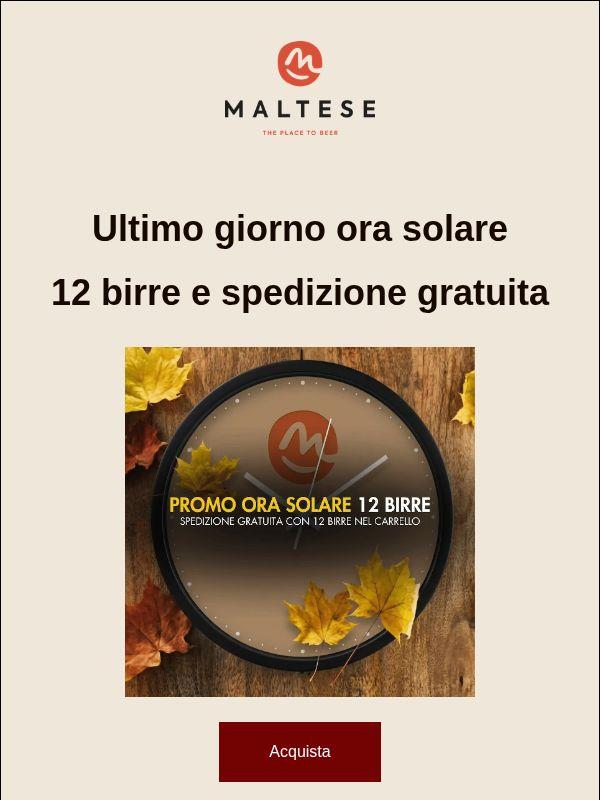 Ultimo giorno promo Ora solare. Spedizione gratis con 12 birre