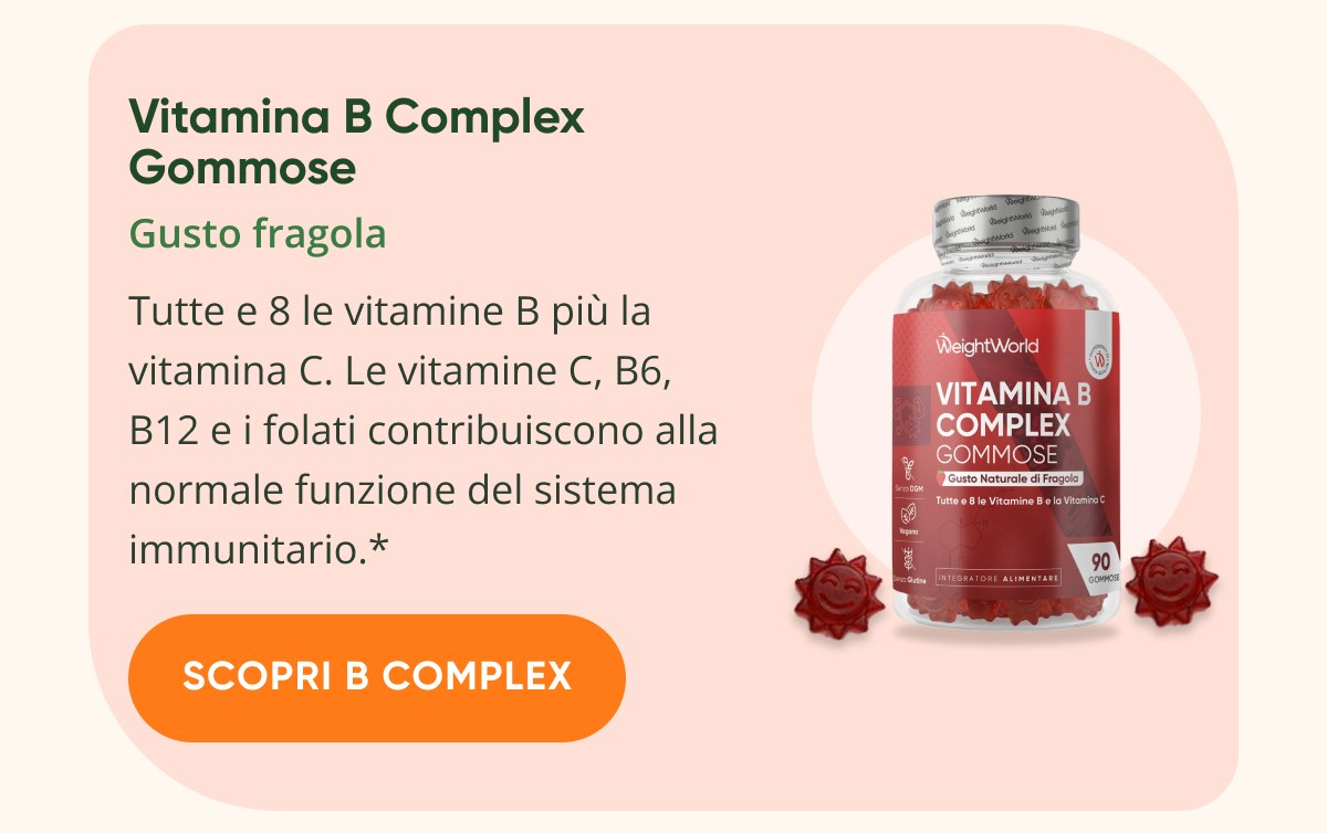 Vitamin B Complex Gommose Gusto fragola Tutte e 8 le vitamine B più la vitamina C.