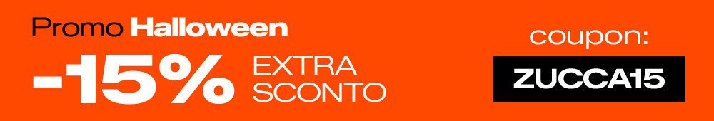 Orange Halloween promo banner offering 15% extra discount with coupon code ZUCCA15