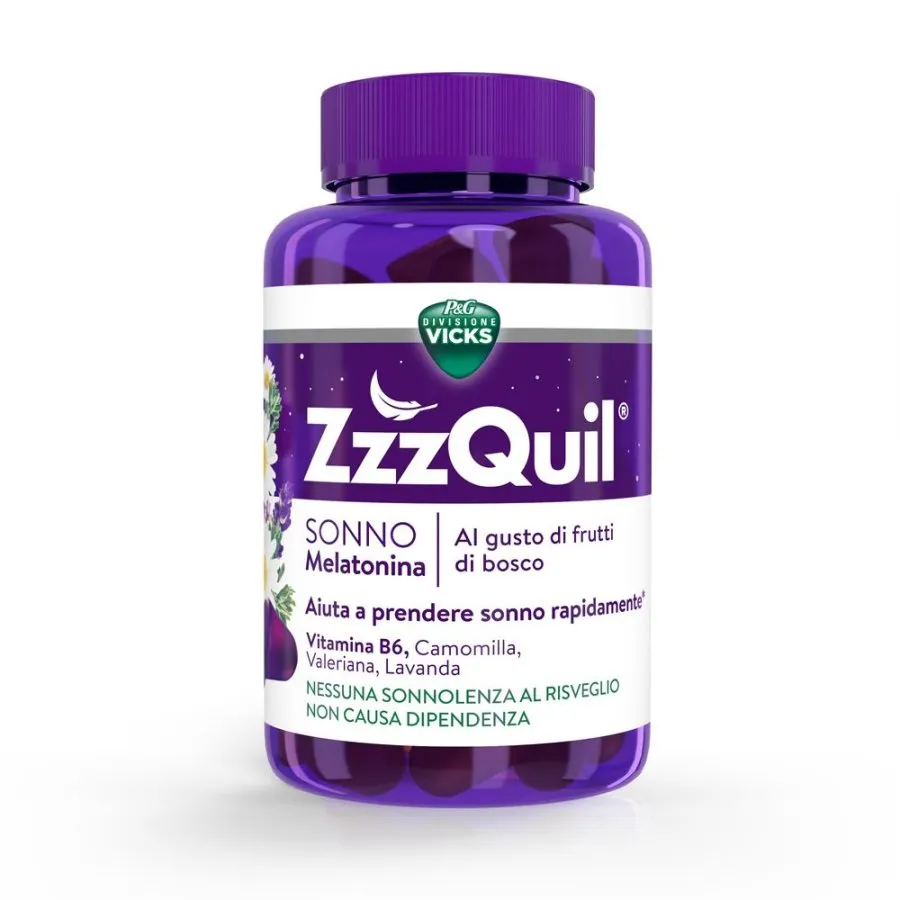 ZzzQuil Natura, Melatonina, Integratore Per Dormire, con Melatonina pura ed Estratti Di Valeriana, Camomilla e Lavanda, 60 Pastiglie Gommose