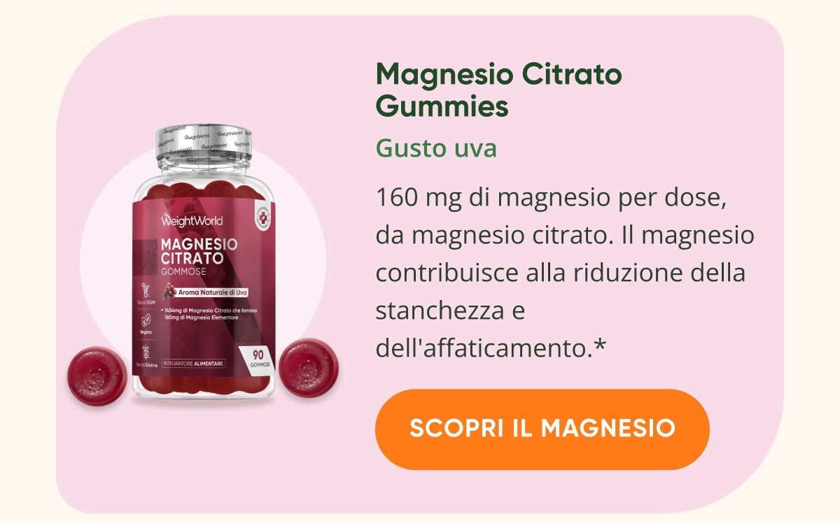 Magnesio Citrato Gummies Gusto uva 160 mg di magnesio per dose, da magnesio citrato.