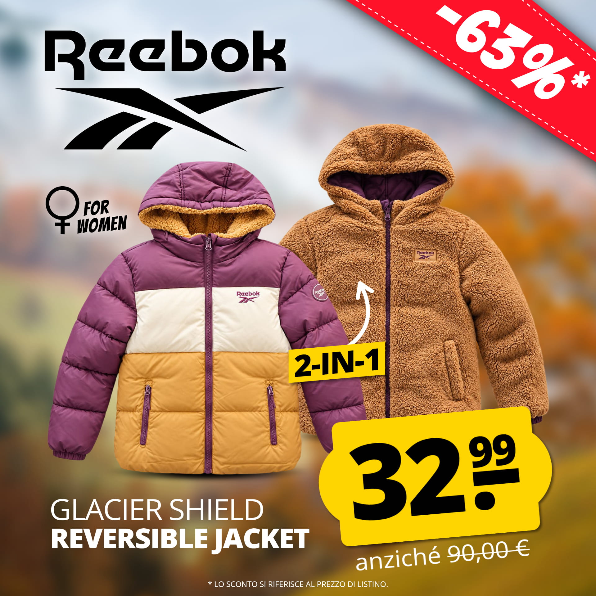 Giacca invernale 2-in-1 da donna Reebok Glacier Shield