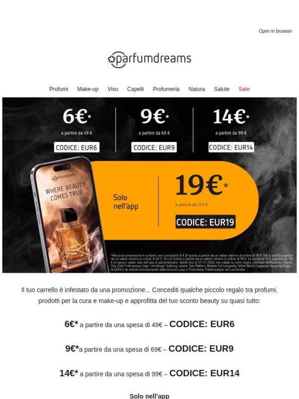Approfittane subito: fino a 19€* di sconto beauty 👻