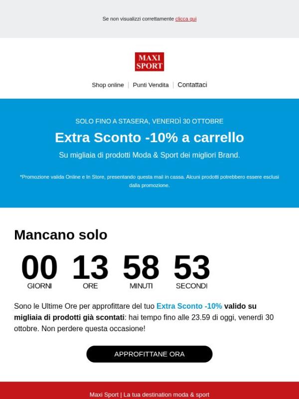 ⏳ ULTIME ORE: il tuo Extra Sconto termina stasera!