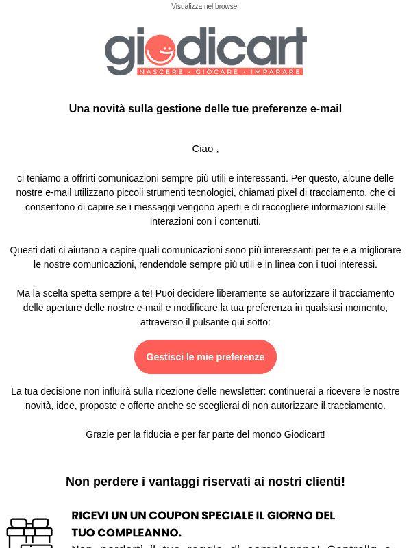 Gestisci le tue preferenze per le nostre comunicazioni