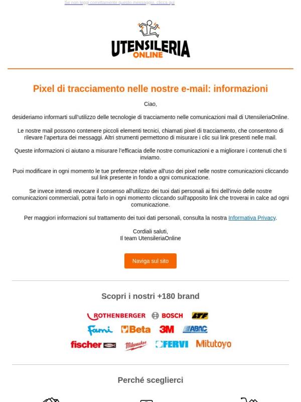 Pixel di tracciamento nelle nostre e-mail