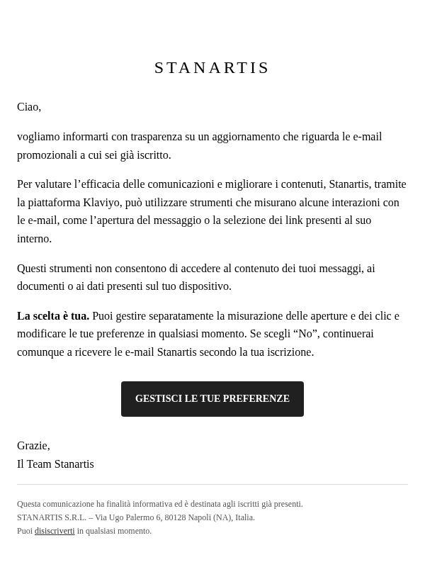 Aggiornamento sulle e-mail che ricevi da Stanartis