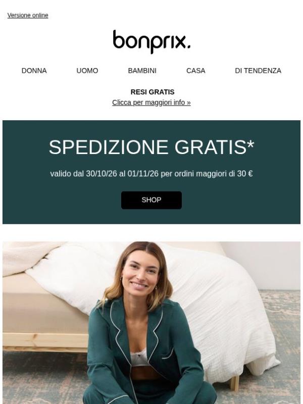 Solo per poco: spedizione GRATIS per il tuo ordine