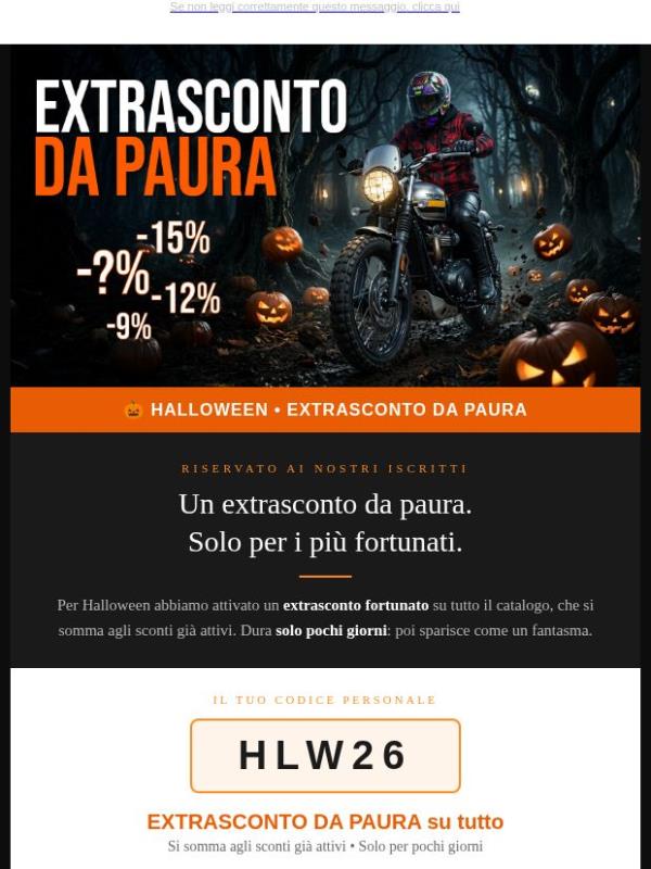 🎃 Un Extrasconto da paura ti aspetta: codice HLW26