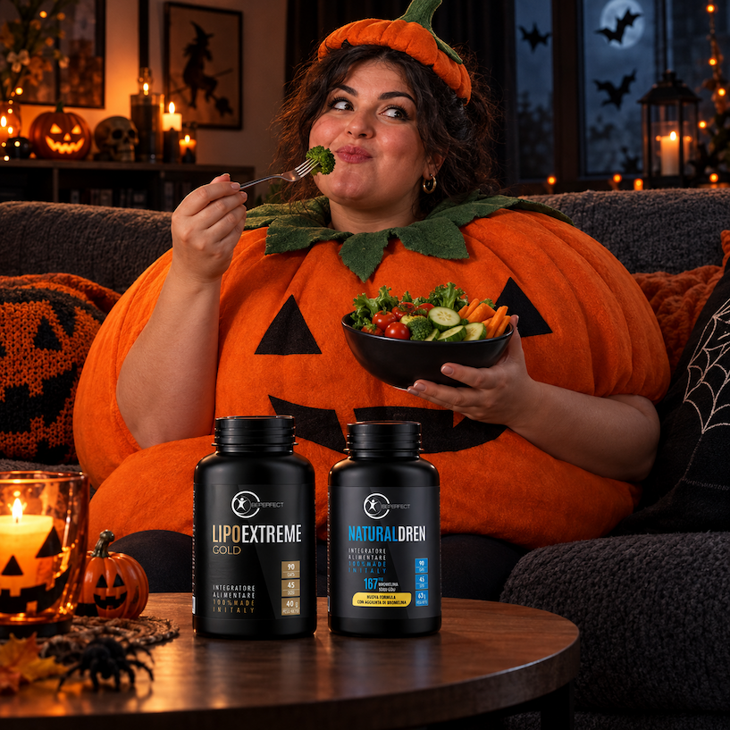 Tavola autunnale imbandita con Lipo Extreme Gold, Glucomannano e Natural Dren