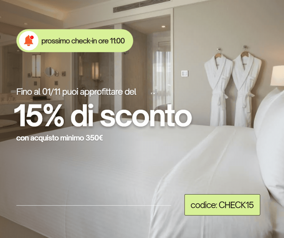 sconto 15% su forniture alberghiere con codice CHECK15