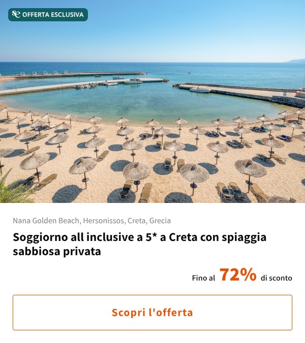 Soggiorno all inclusive a 5* a Creta con spiaggia sabbiosa privata