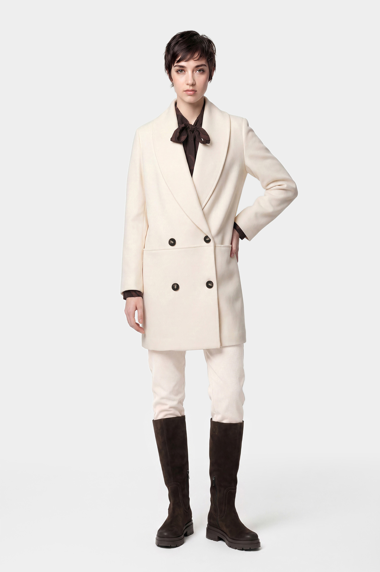 Image of cappotto doppiopetto lunghezza 3/4 off white