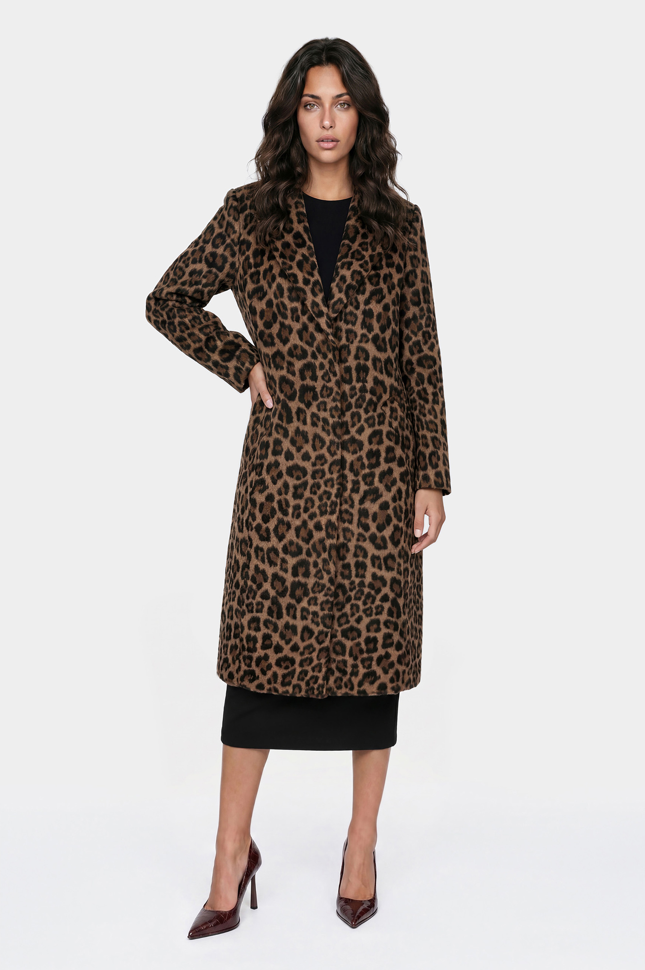 Image of cappotto maculato monopetto animalier