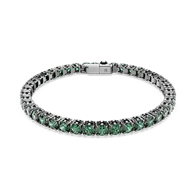 Bracciale tennis Matrix, taglio Round, Verde, placcato rutenio