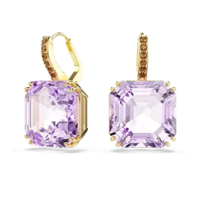 Orecchini pendenti Millenia, taglio Square, Viola, finitura in tonalità oro 18K