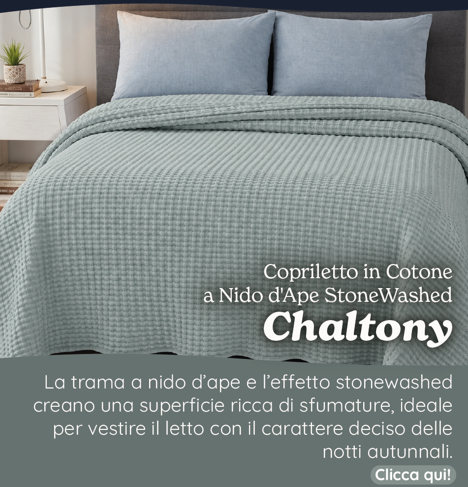 Copriletto in Cotone a Nido d'Ape StoneWashed No Stiro - Chaltony