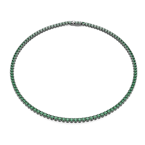 Collana tennis Matrix, taglio Round, Verde, placcata rutenio