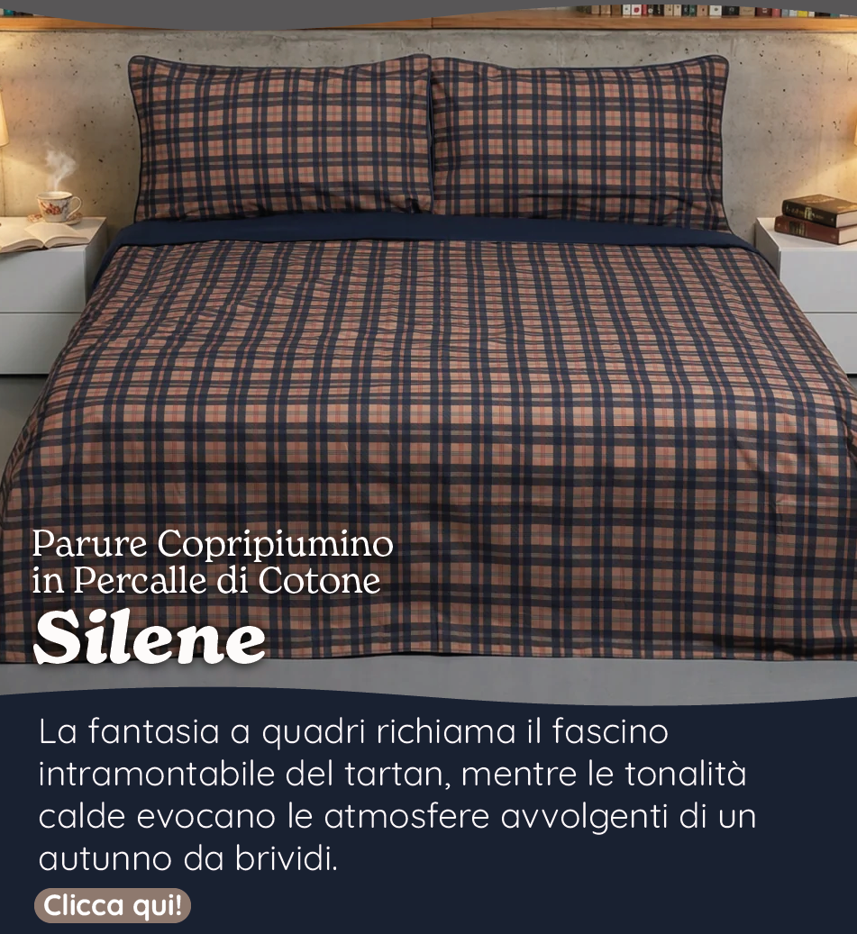 Parure Copripiumino in Percalle di Cotone Stampa a Quadri - Silene