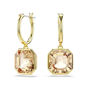 Orecchini pendenti Millenia, taglio Square, Caramello, finitura in tonalità oro 18K