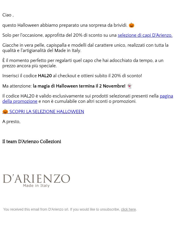 🎃 Halloween: il tuo -20% è da brividi!