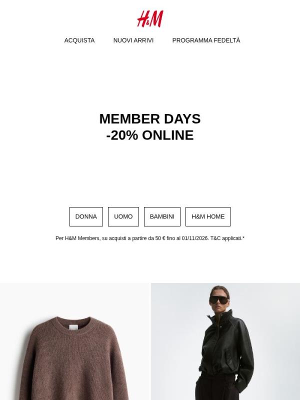 Member Days -20% online ti aspetta!
