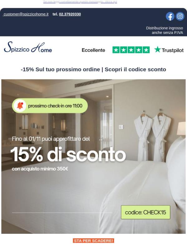 Sta per scadere 🏨 Approfitta dello sconto  👈